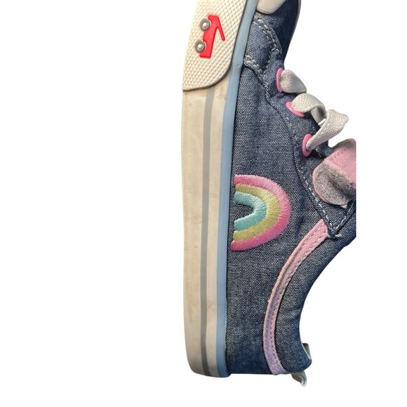 See Kai Run Girl 12.5 Kristin Chambray Denim Blue Pastel Rainbow Sneakers - Picture 9 of 12